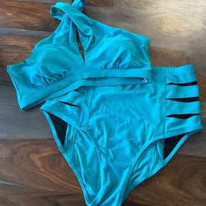F21 Turquoise 2-piece bathing suit